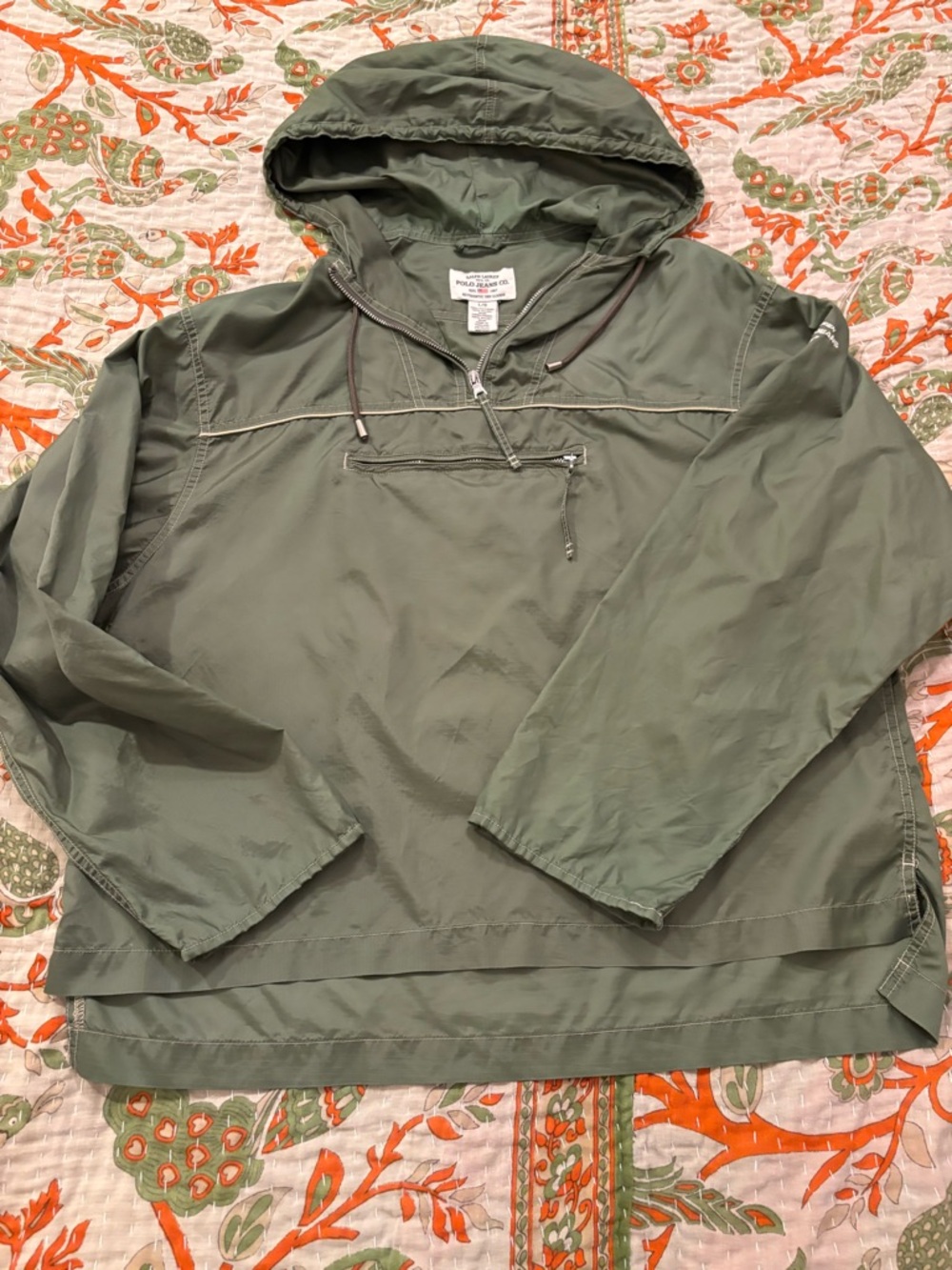 Vintage Ralph Lauren Olive Green Hooded Windbreaker Pullover